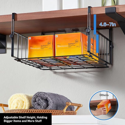 2 Pack Hanging Under Shelf Storage Basket, Adjustable Under Cabinet Add-on - Image 4