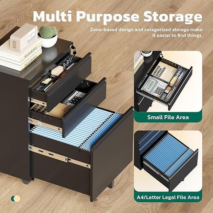 Greenvelly 3 Drawer Mobile File Cabinet - Image 5