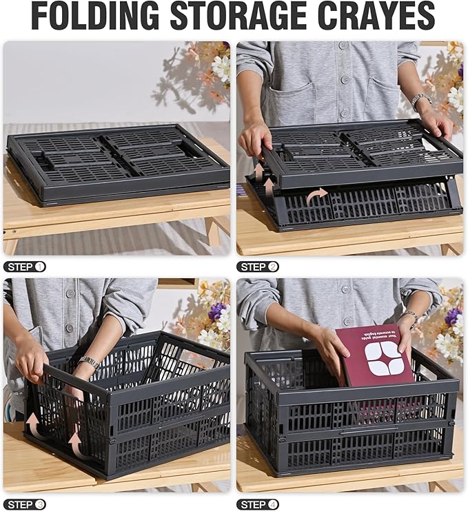 2-Pack Pastel Plastic Storage Baskets, Collapsible Crates - Image 4