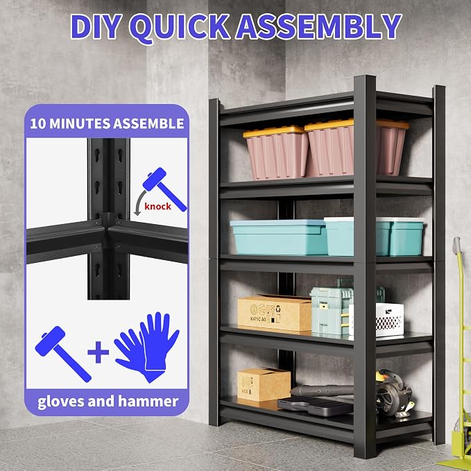 2 Set Garage Shelving Unit 72"H3000bls Heavy Duty Storage Shelves Easy Assembly - Image 5