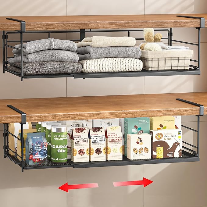 Expandable Under Cabinet Shelf, Extendable Under Shelf Storage by SHINEWON