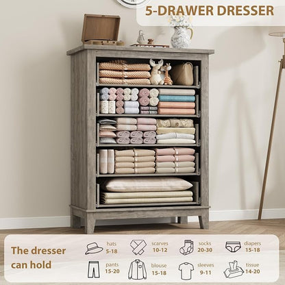 GarveeHome 5 Dresser for Bedroom, 41.3 in Tall Vertical Drawer Dresser - Image 7