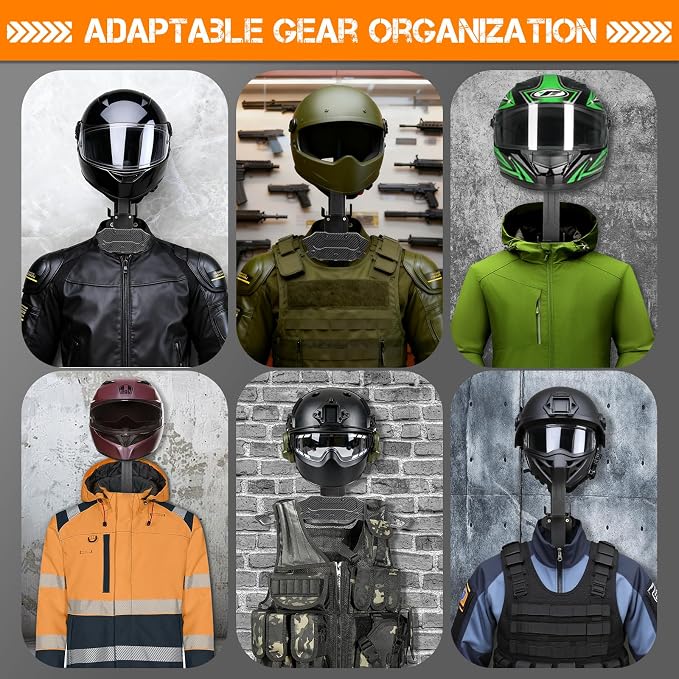 HLOGREE Motorcycle Helmet Holder Rack Wall Mount, Tactical Equipment, Metal - Image 2