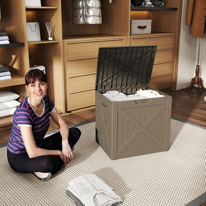 32 Gallon Outdoor Deck Box, Storage Lockable Waterproof Patio Furniture - Image 7