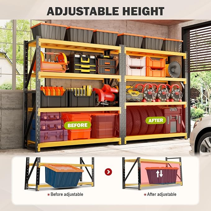 4000LBS Garage Shelving Heavy Duty, 79” H Storage Shelves, 4-Tier Adjustable - Image 4