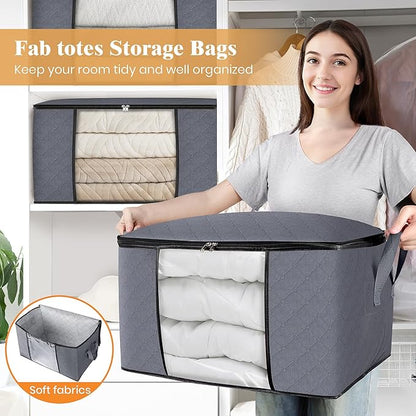Fab totes Storage Bags, Clothes Blanket Storage Bins Foldable Closet Organizers - Image 5