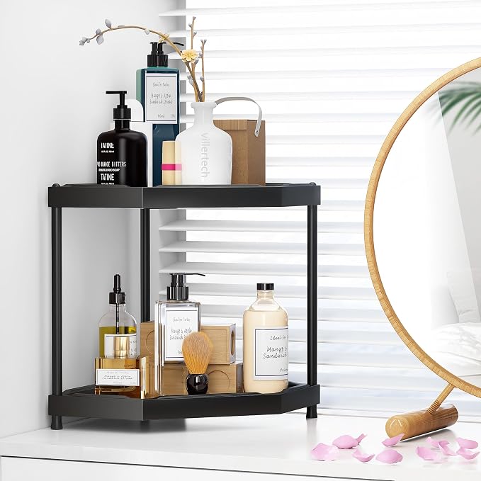 Kitchen Corner Shelf Countertop 2 Tier Bathroom Counter Organizer Cabinet - Image 5
