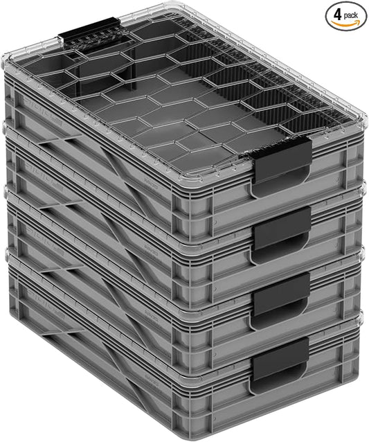 SIDIO Quarter Crate 4 Pack of Stackable Storage Bins by Sidio
