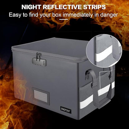 ENGPOW File Box with Lock, Fireproof Document Box with Zipper＆Pockets, - Image 7
