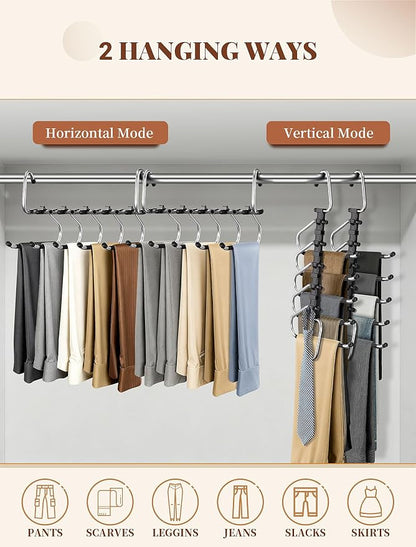Pants Hangers 2 Pack Space Saving Metal Closet Organizer, Anti-Slip Design - Image 4