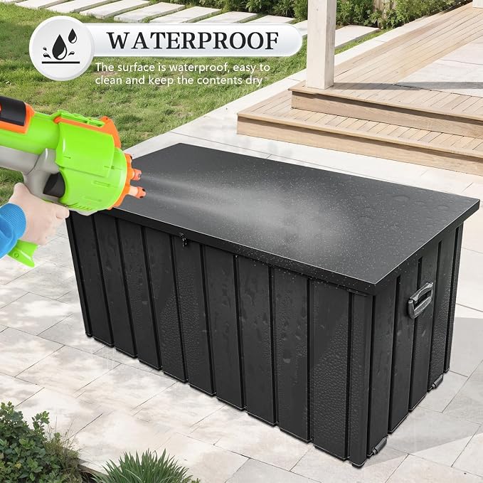 Domi 100 Gallon Deck Box, Metal Outdoor Storage Box - Image 3