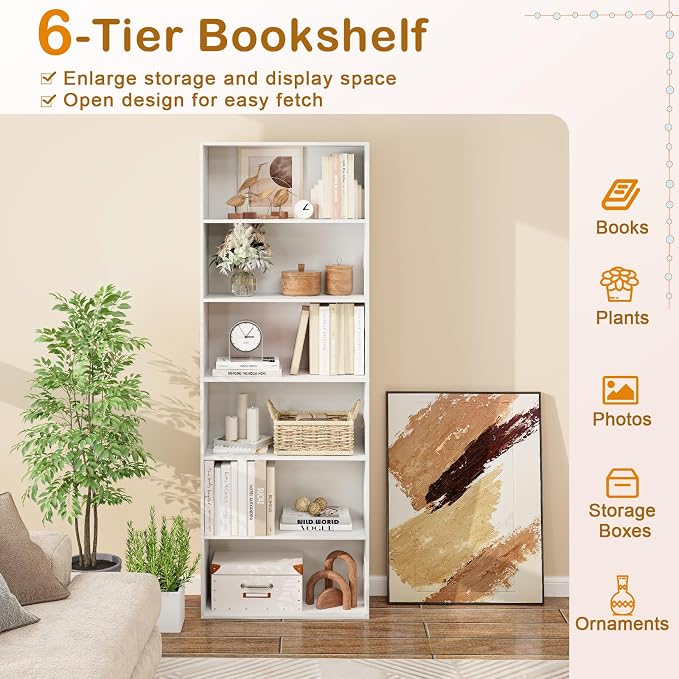 Tangkula 6-Tier Bookcase, 70” Tall Freestanding Bookshelf - Image 7