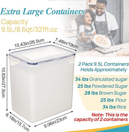 Vtopmart 9.5L 2 Pack Extra Large Flour Sugar Storage Containers - Image 2