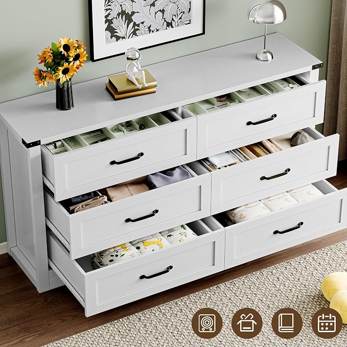 6-Drawer Dresser for Bedroom, Modern Wooden Chest of Drawers - Image 5