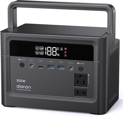 Portable Power Station, 288Wh LiFePO4 Battery, 350W Power Bank by DaranEner