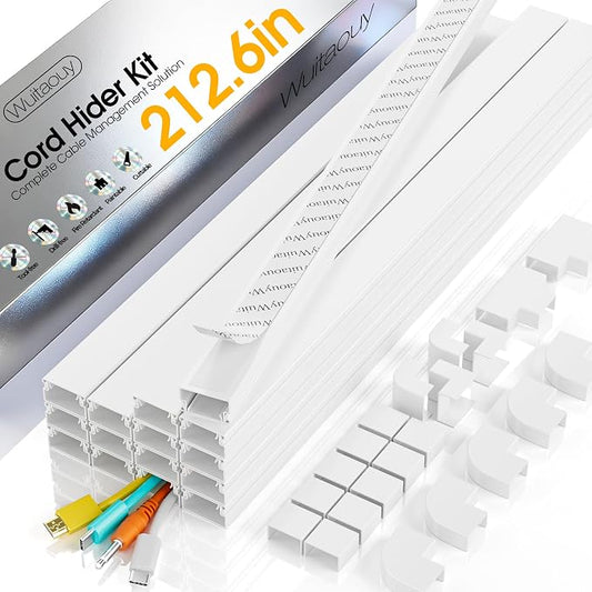 212.6in Cord Covers for 2-3 Wires on Wall, TV Cord Hider Wall, Paintable Cable by Wuitaouy