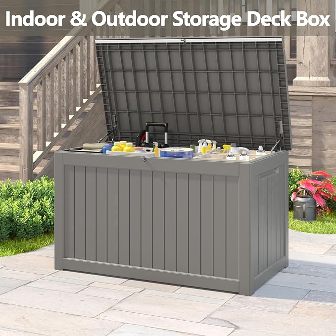 NUNU LAB 270 Gallon Large Resin Deck Box, Waterproof Outdoor Storage Box - Image 7