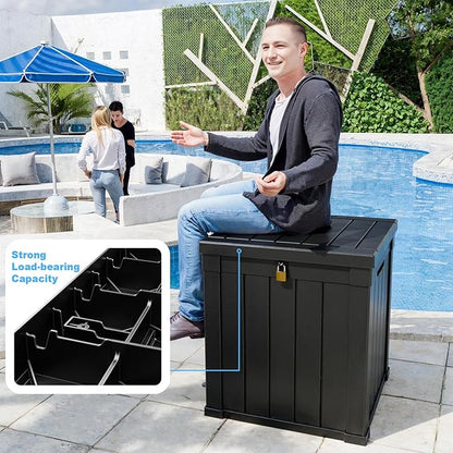 50 Gallon Resin Deck Box, Lockable Outdoor Storage Box - Image 6
