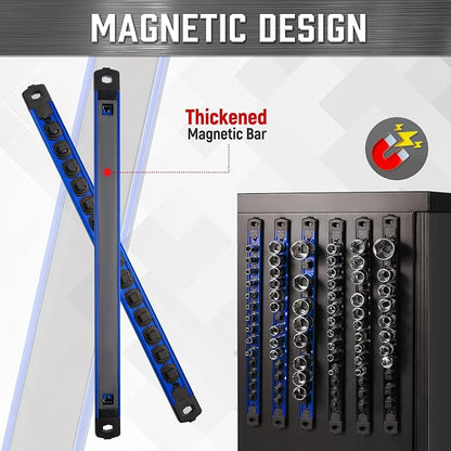 ALOANES 3-Piece Magnetic Socket Organizer, Heavy Duty Aluminum Socket Rails - Image 4