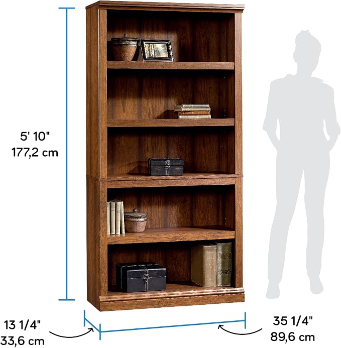Sauder Miscellaneous Storage 5-Shelf Bookcase/ Book shelf, Washington Cherry - Image 3