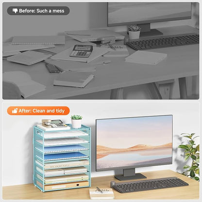 Subekyu 9 Tier Paper Letter File Tray Organizer - Image 7