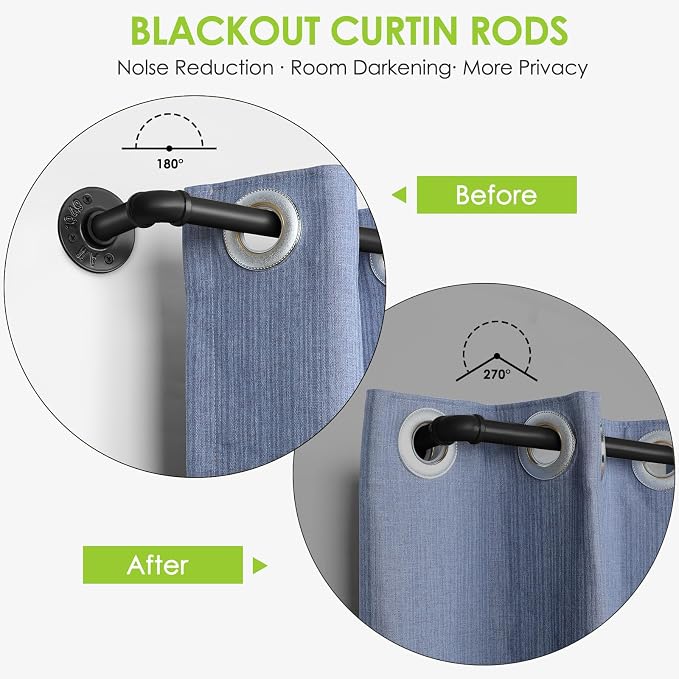 1-inch Black Curtain Rod, 32-72 inch, Industrial Duct Rod, Indoor/Outdoor - Image 3