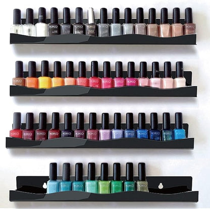 YMVV 15" Nail Polish Rack Wall Mounted Shelf, 6 Pack Black Acrylic Organizer - Image 5