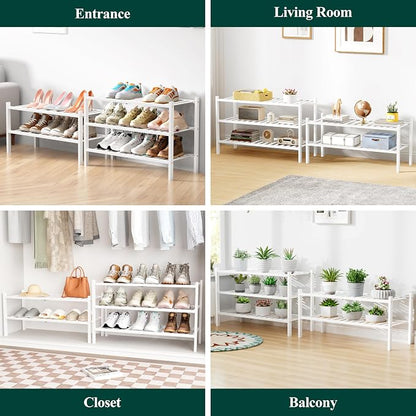 Smiry Bamboo Shoe Rack for Closet, 3 Tier Wooden Stackable Shoe Organizer - Image 7