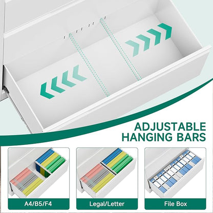 Filing Cabinet with Lock, Lateral File Cabinets 3 Drawer Metal Wide Filing - Image 3