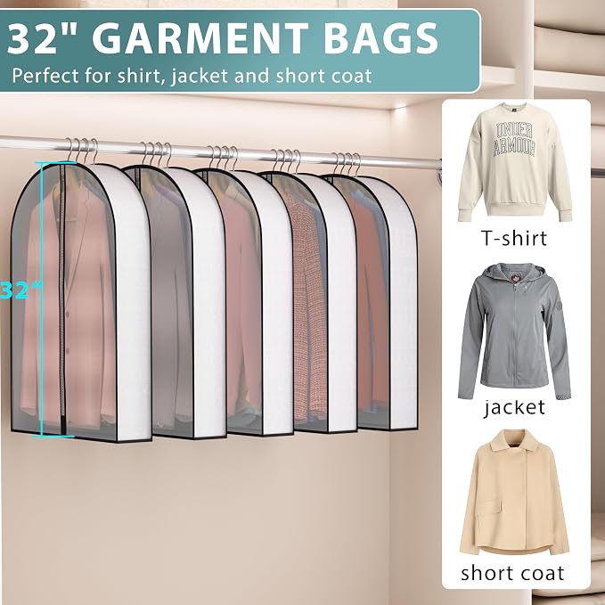 32” Garment Bags for Hanging Clothes 4” Gusseted - - Image 2