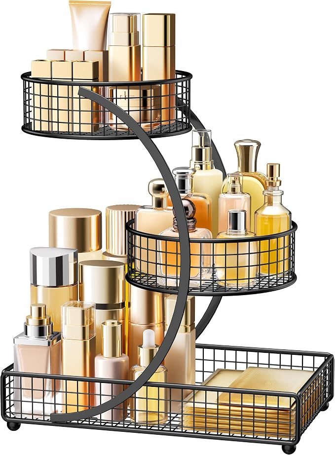 HBlife Makeup Organizer for Vanity, 3 Tier Metal Bathroom Countertop Organizers by HBlife