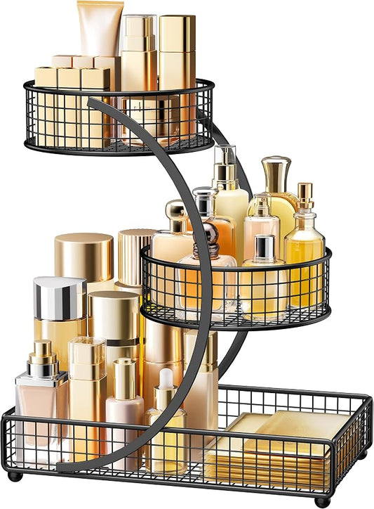 HBlife Makeup Organizer for Vanity, 3 Tier Metal Bathroom Countertop Organizers by HBlife