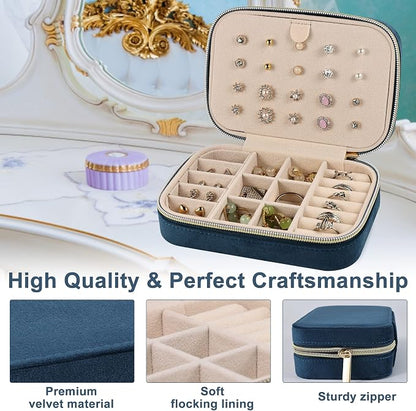 Dajasan Velvet Jewelry Travel Case, Small Travel Jewelry Box, Portable Travel - Image 4
