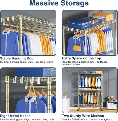 P8 Heavy Duty Clothes Rack（With Extended Width Design） Rolling Clothing Racks - Image 5