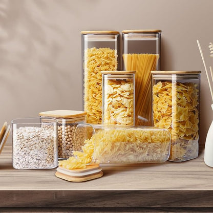 Square Glass Jars with Bamboo Lids 53 FL OZ, Glass Canisters with Airtight Lid - Image 5