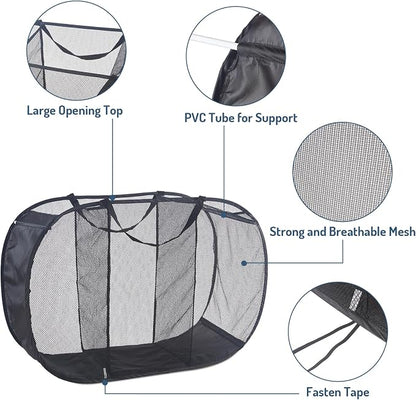 Mesh Popup Laundry Hamper 3 Compartment Sortable Horizontal Collapsible Laundry - Image 3