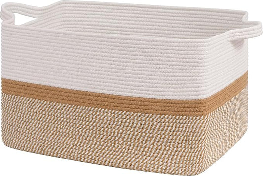 Goodpick Large Woven Blanket Basket 21.6" x 14.9" x 11.8" Storage Baskets by Goodpick