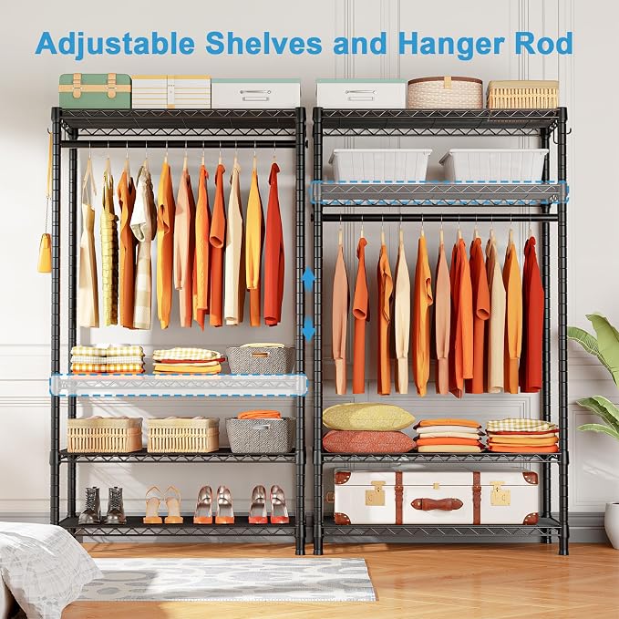 Ulif H4 Portable Closets, 4-Tier Metal Clothes Garment Rack - Image 4