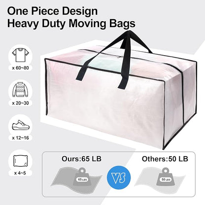 6 Pack Heavy Duty Large Moving Bags W/Backpack Straps - Image 5