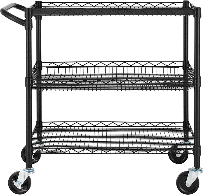 Finnhomy 3 Tier Heavy Duty Commercial Grade Utility Cart, Wire Rolling Metal - Image 7