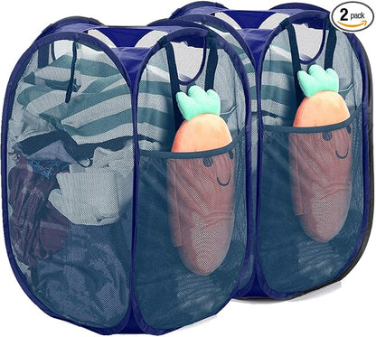 Strong Mesh Pop-up Laundry Hamper, Quality Collapsible Laundry Basket by HOUSEAGAIN
