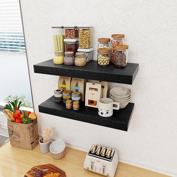 12 Inch Deep Black Floating Shelves, 24 x 12 Floating Shelf - Image 6