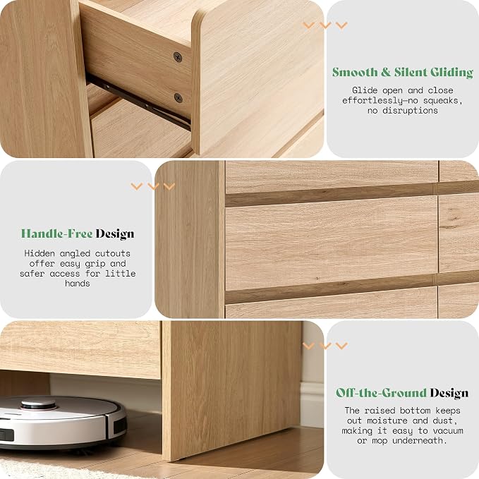 AMERLIFE 6 Drawer Dresser for Bedroom, Anti-Tip Kit, Wood Cabinet Organizer for - Image 6