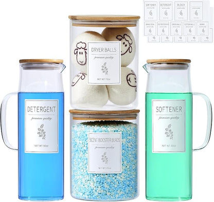 Glass Laundry Detergent Dispenser Set by KitHero