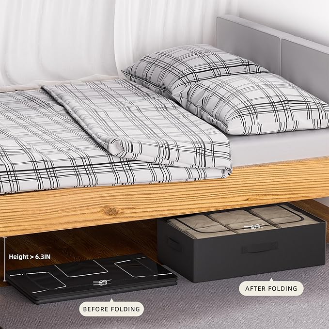 CYhom Under Bed Storage Bins Frame Storage Box Oxford Fabric Sturdy Underbed - Image 3
