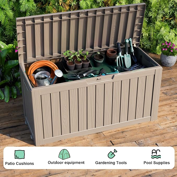 76 Gallon Outdoor Deck Box, Storage Lockable Waterproof Patio Furniture - Image 5