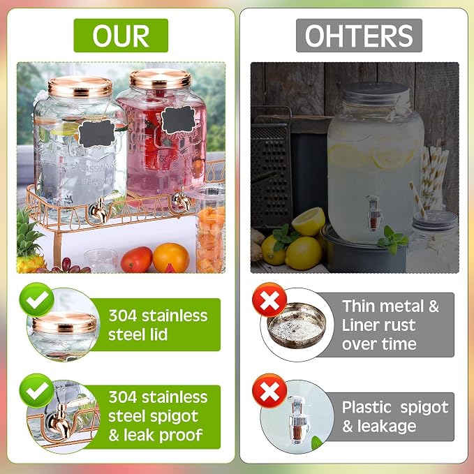 Lallisa 3 Pcs 2 Gallon Glass Drink Dispenser - Image 3