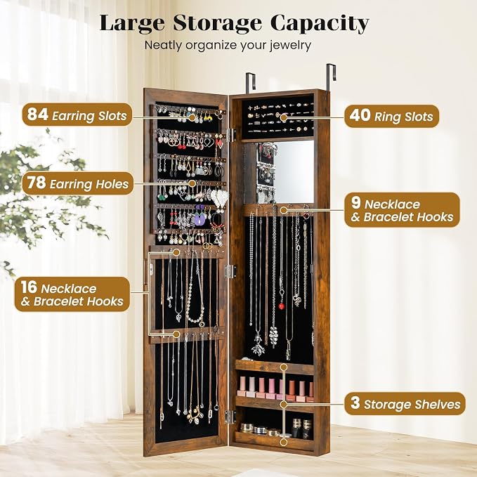 Giantex Wall Mounted Jewelry Cabinet - Image 4