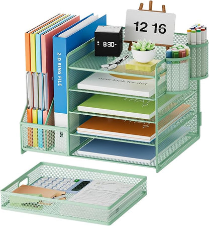 Marbrasse Desk Organizer with File Holder, 5-Tier Paper Letter Tray Organizer - Image 2