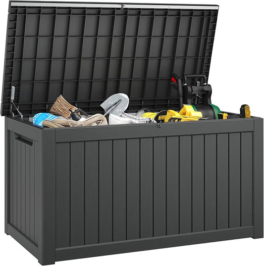 180 Gallon Outdoor Storage Box, Deck Box Resin Waterproof and UV Resistant by LHBGO
